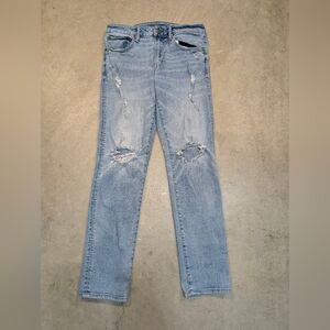 American Eagle Outfitters Light Blue Athletic Denim Jeans Mens 32x32 Distressed
